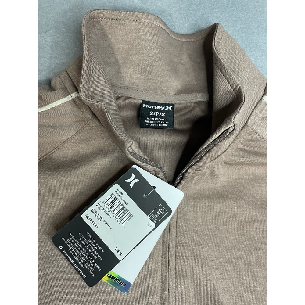 Hurley Exist Track Jacket - NWT Mens Size Small Cocoa / White Stripe - Picture 3 of 13